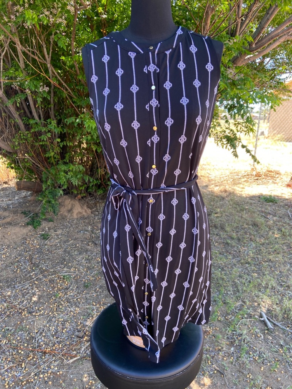 Liz Claiborne Black Dress with White Rope Print